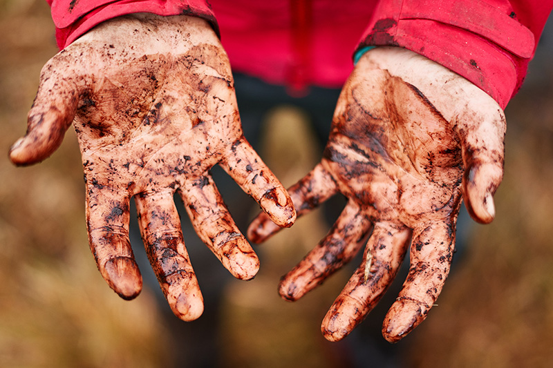 muddy hands
