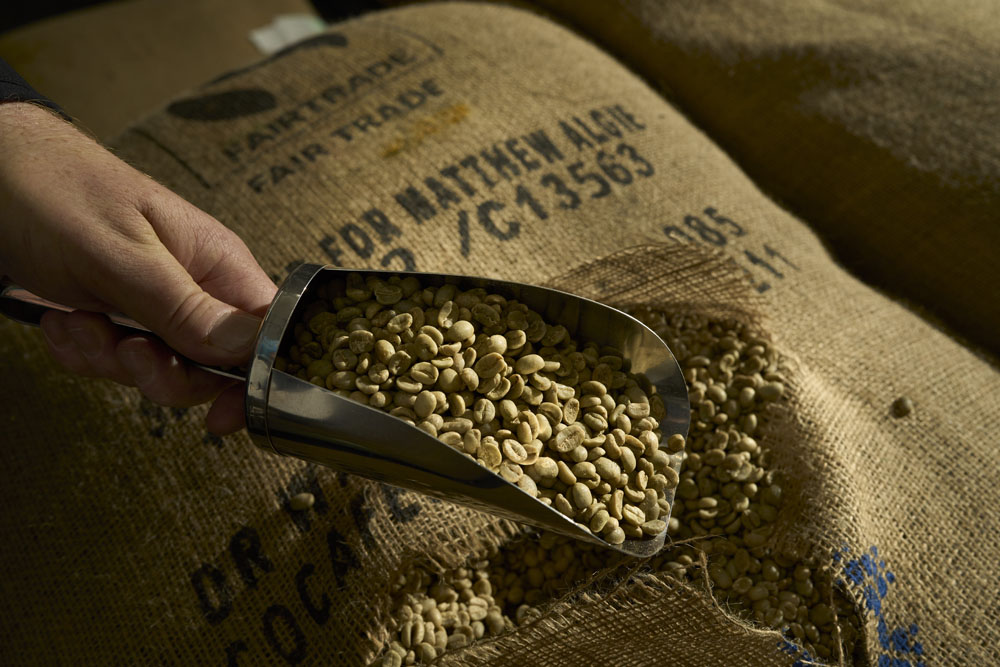 Green Coffee in hessian bag