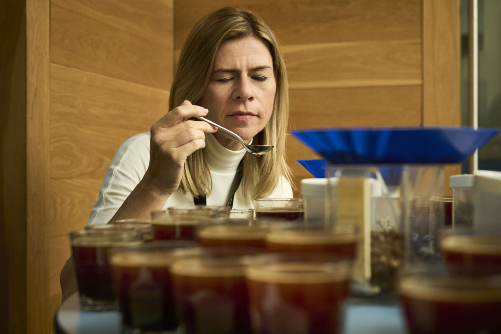 Coffee expert tasting coffee