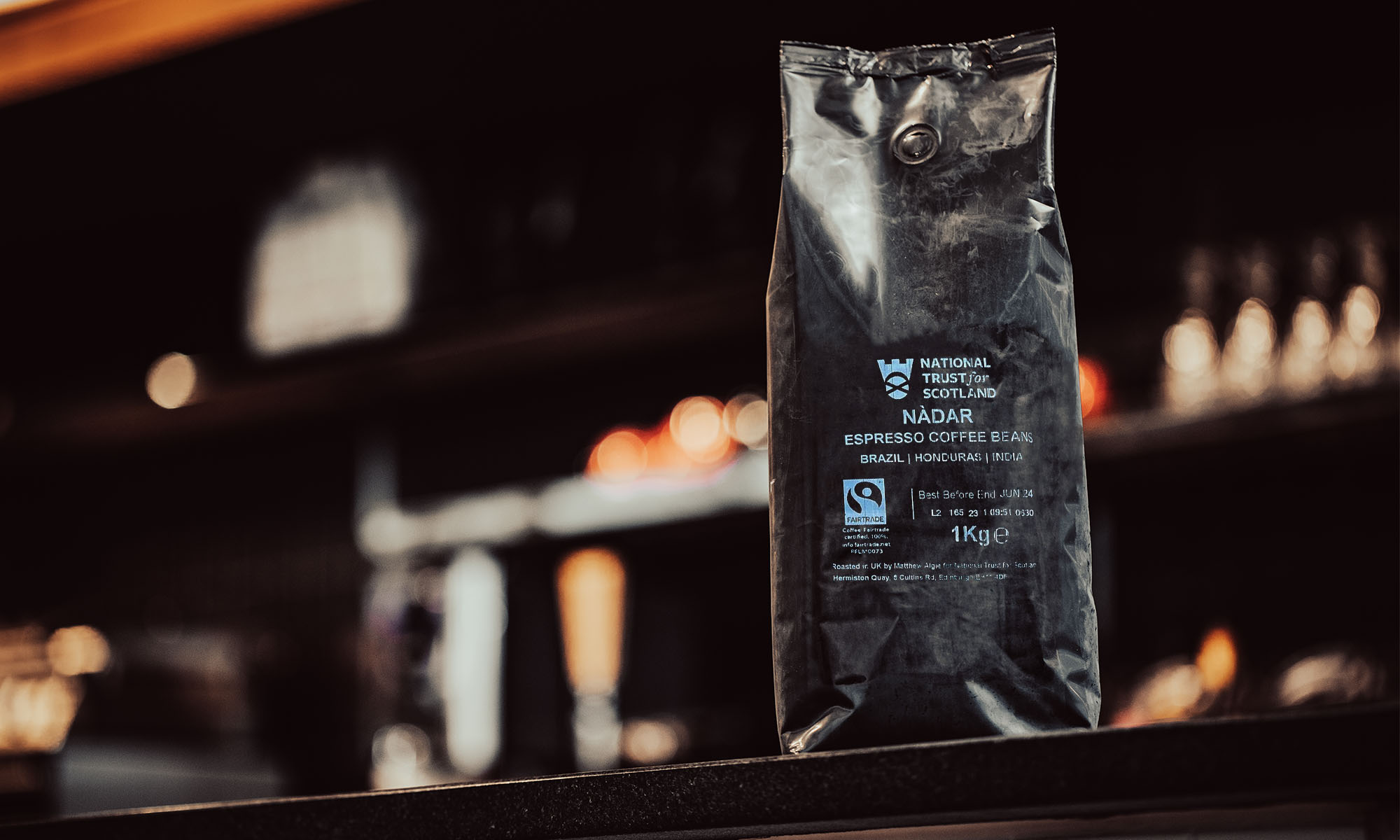 National Trust of Scotland private label coffee, Nadar, on coffee shop counter